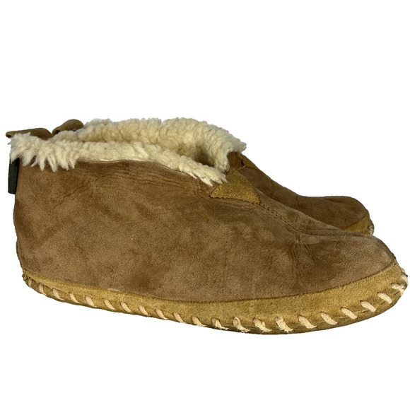 LL Bean Slipper Boots Shoes Women 8M Brown Suede Shearling Wicked Good - Picture 1 of 16
